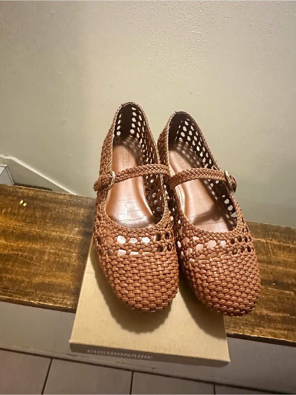 Cushionaire Woven Mary Jane Shoes in Brown